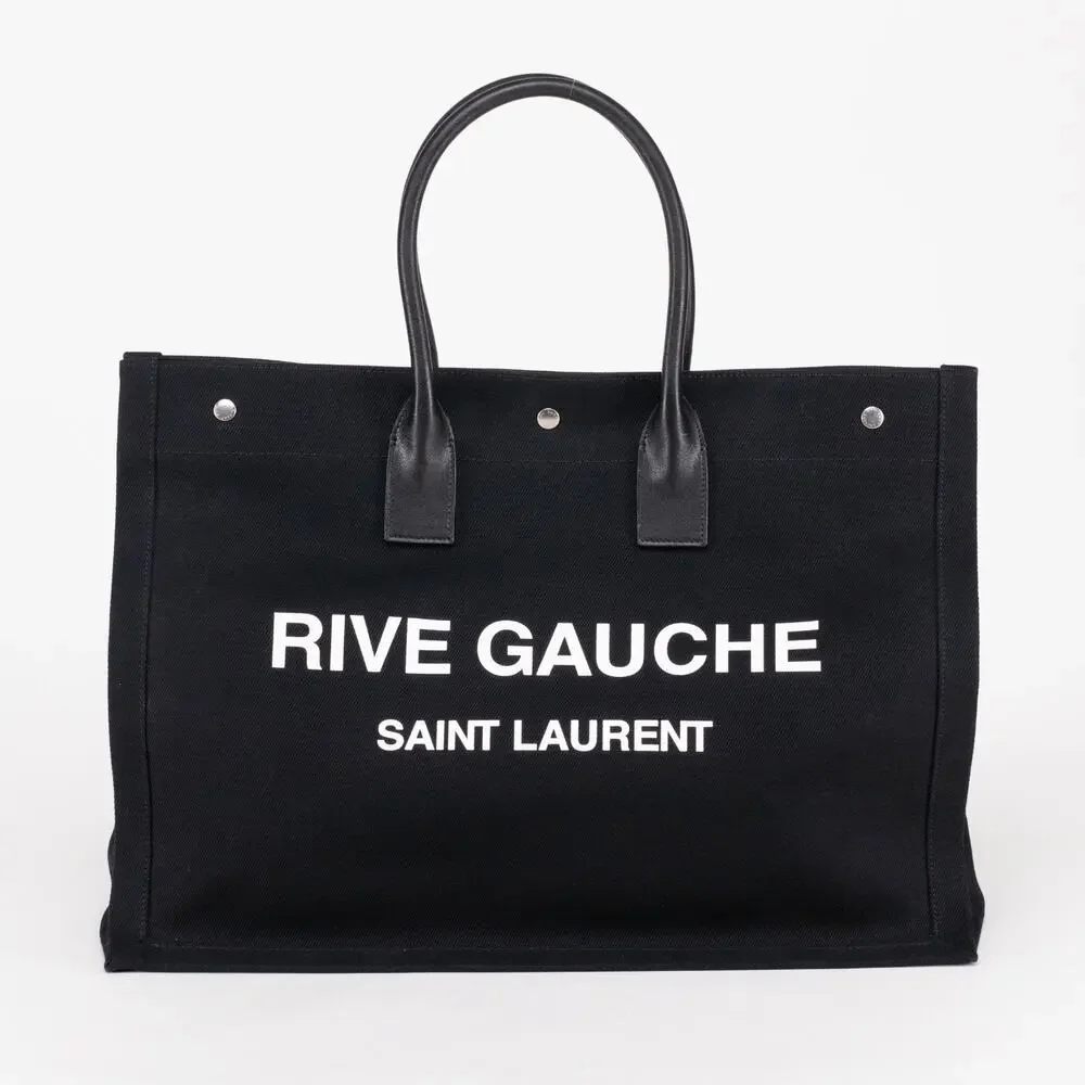 Saint Laurent Rive Gauche Canvas Tote Black&White